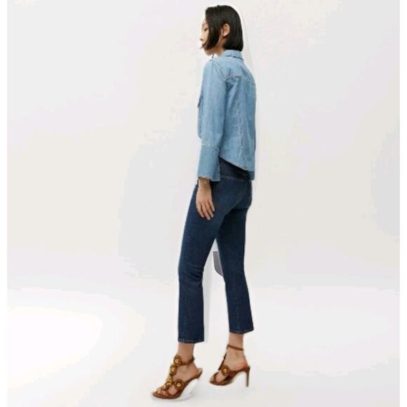 Veronica Beard Women 24 Carly 11" Kick Flare Jean Dark Wash Blue Modern Designer - Picture 3 of 16